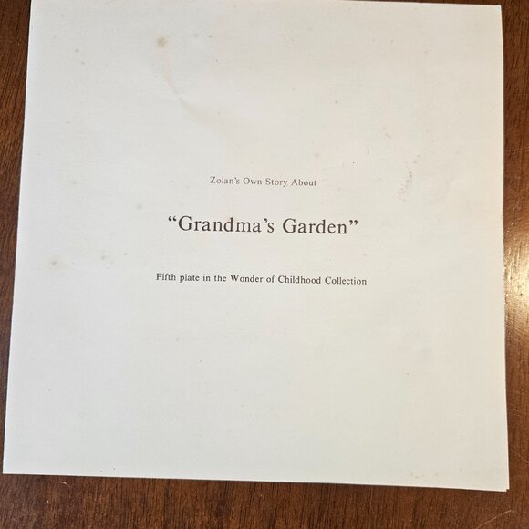 Donald Zolan Van Hygan & Smythe Inc. Grandma's Garden Collectors Plate 1986 - Picture 5 of 9